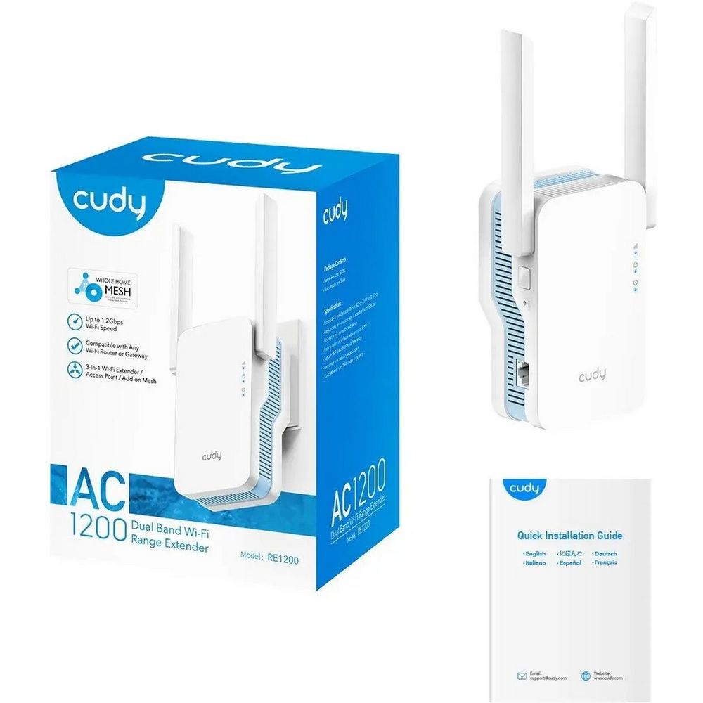 Детальное изображение товара "WI-FI усилитель Cudy RE1200 Indoor (AC1200 Mesh Repeater)" из каталога оборудования Антенна76