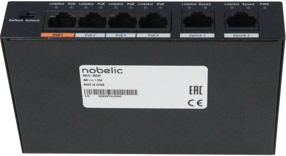 Детальное изображение товара "PoE коммутатор Nobelic NBLS-0604H (на 4 порта)" из каталога оборудования Антенна76