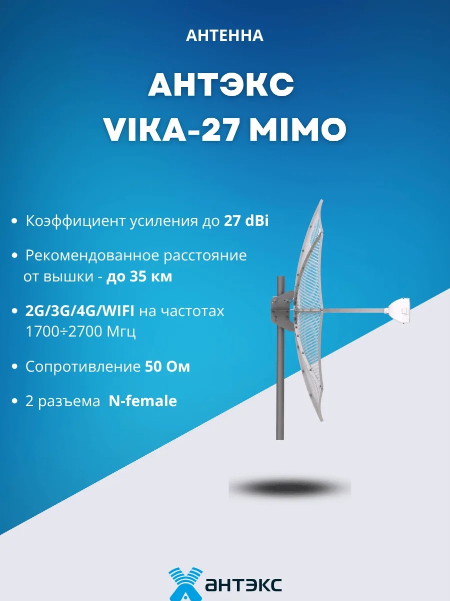 Комплект с антенной Антэкс VIKA-27 MIMO V2 и роутером Netcraze Runner для 4G Интернета
