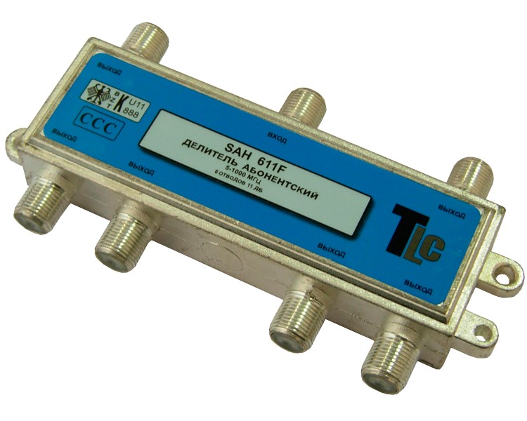 Детальное изображение товара "Делитель на 6 отводов SAH 611F TLC (5-1000 МГц)" из каталога оборудования Антенна76