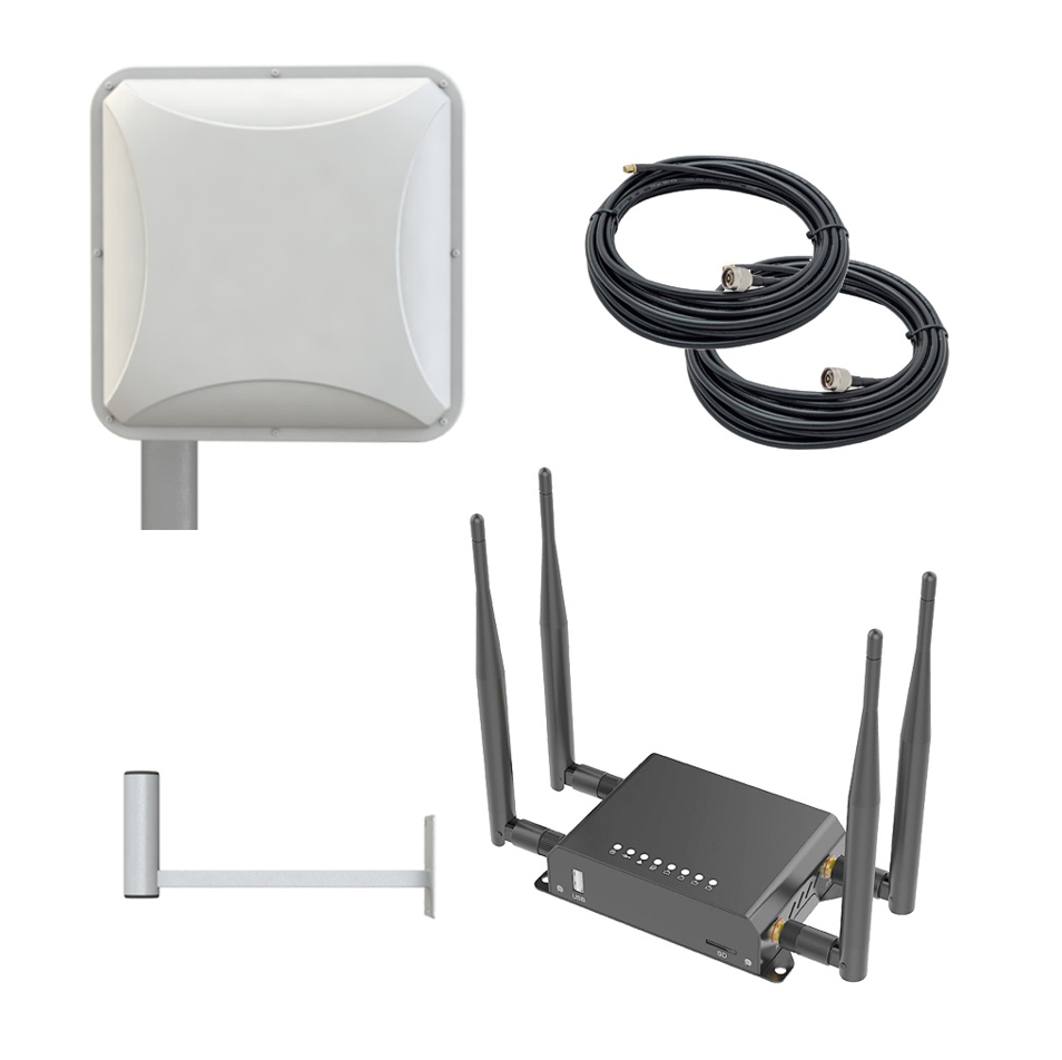 Детальное изображение товара "Комплект для Интернета 4G LTE6 с роутером (50 Ом)" из каталога оборудования Антенна76