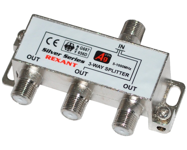 Детальное изображение товара "Делитель на 3 отвода Rexant (5-1000 МГц)" из каталога оборудования Антенна76