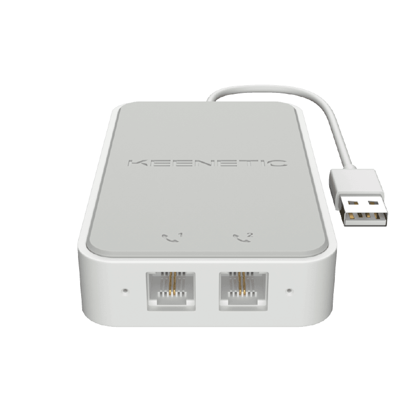 Детальное изображение товара "USB-адаптер Keenetic Linear для двух аналоговых телефонов (KN-3110)" из каталога оборудования Антенна76