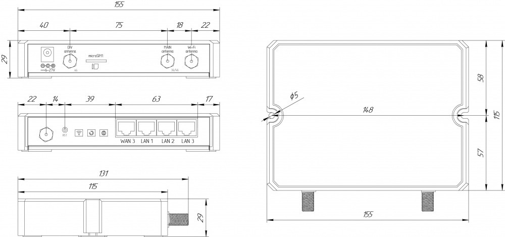 Детальное изображение товара "Роутер Kroks Rt-Cse m4 со встроенным 4G модемом Quectel LTE cat.4" из каталога оборудования Антенна76