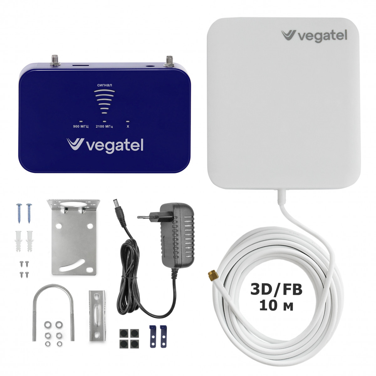 Детальное изображение товара "Комплект усиления сотовой связи Vegatel PL-900/2100" из каталога оборудования Антенна76