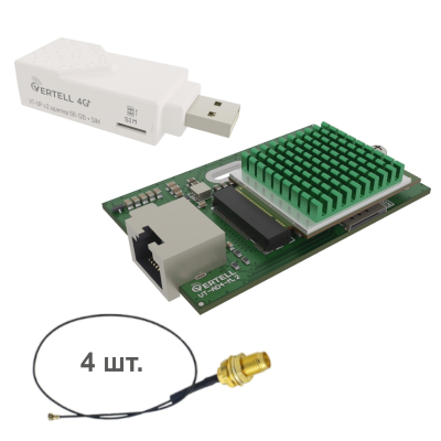 Встраиваемый модем VERTELL Cat.16 на базе Fibocom L860-GL с VT-AD4-M2 и VT-UPv.2+SIM