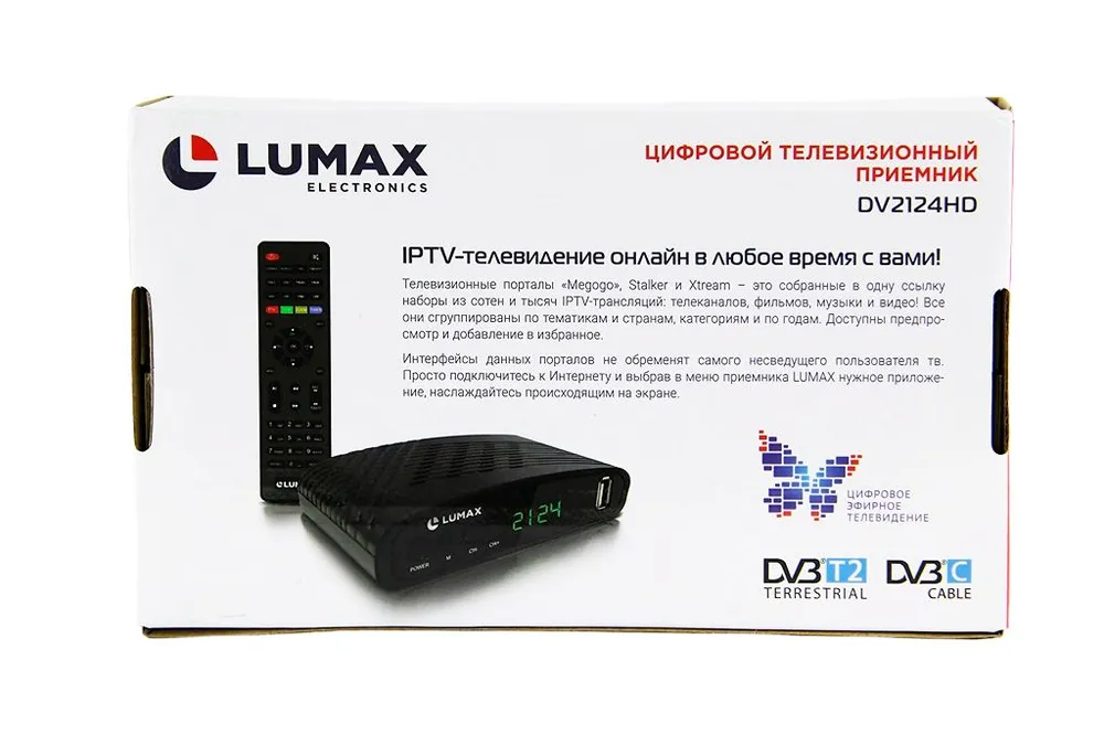 Детальное изображение товара "Цифровая ТВ приставка DV2124HD Lumax" из каталога оборудования Антенна76