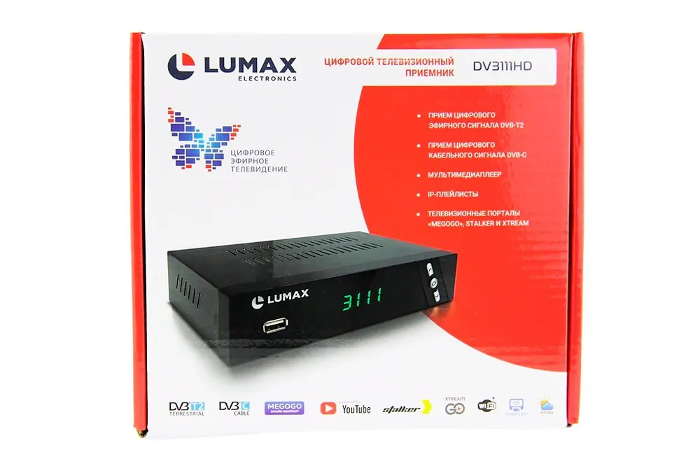 Детальное изображение товара "Цифровая ТВ приставка DV3111HD Lumax" из каталога оборудования Антенна76