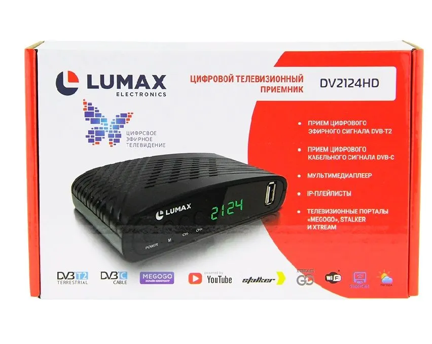 Детальное изображение товара "Цифровая ТВ приставка DV2124HD Lumax" из каталога оборудования Антенна76