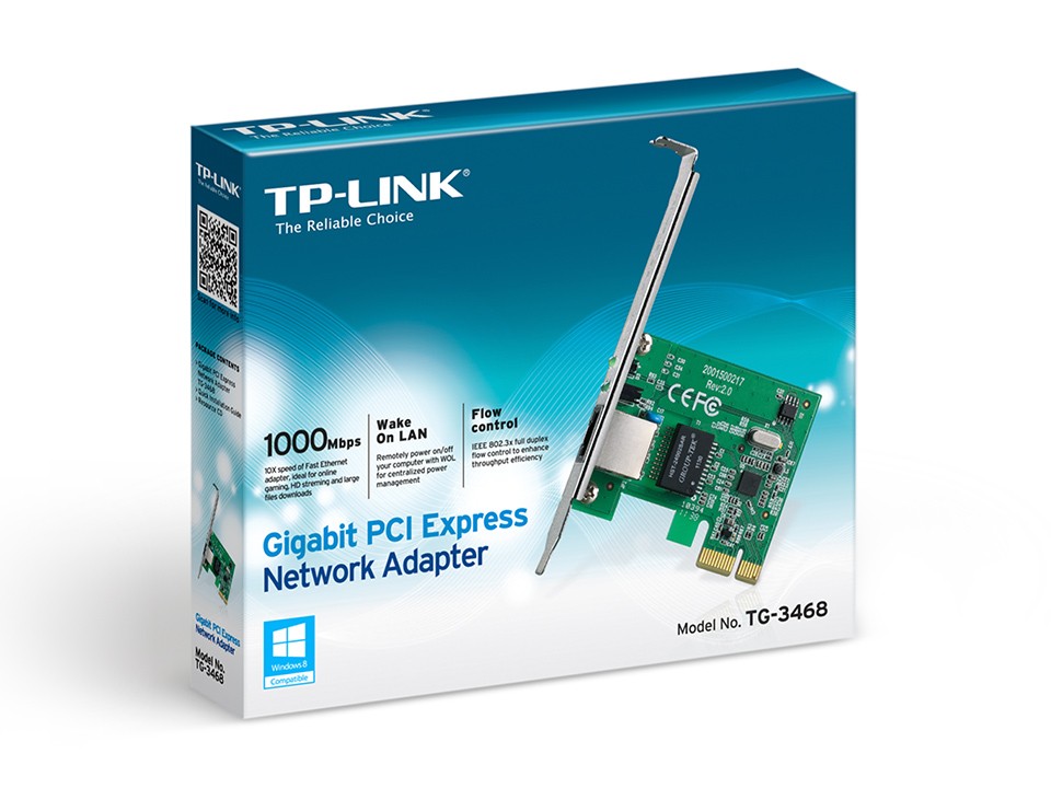 Детальное изображение товара "TP-LINK, сетевая карта TP-LINK TG-3468, PCI-E Ethernet,10/100/1000Mbps" из каталога оборудования Антенна76