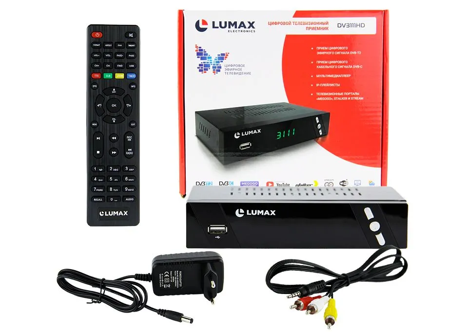 Детальное изображение товара "Цифровая ТВ приставка DV3111HD Lumax" из каталога оборудования Антенна76