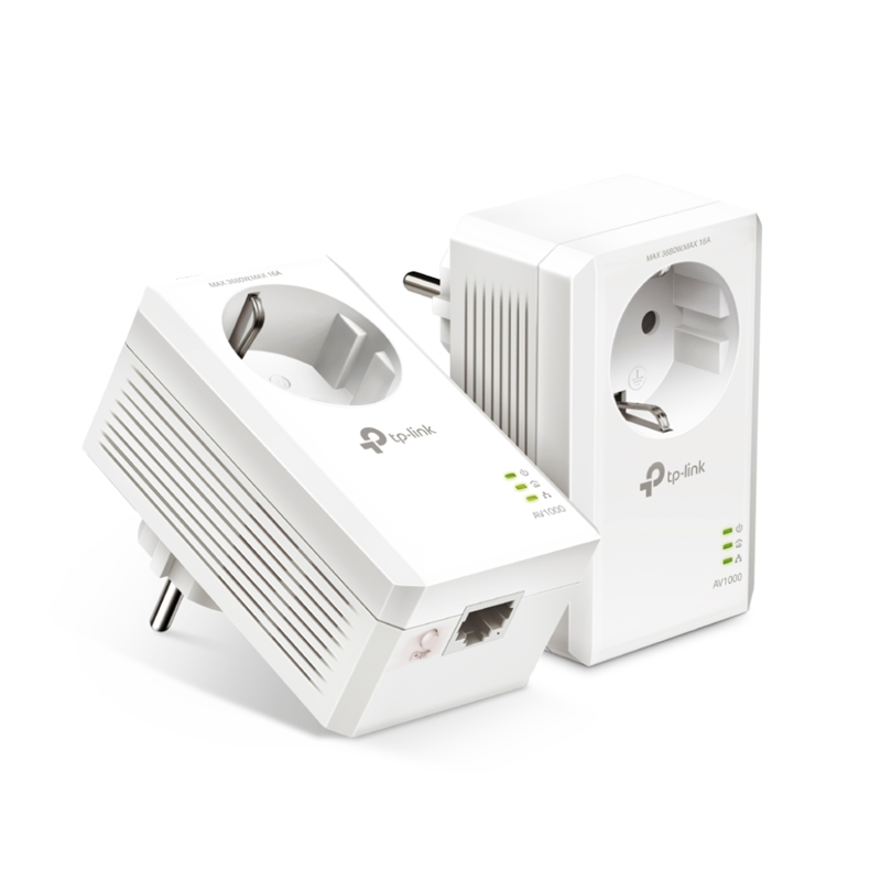 Детальное изображение товара "Комплект гигабитных адаптеров Powerline TP-LINK TL-PA7017P KIT со встроенной розеткой" из каталога оборудования Антенна76