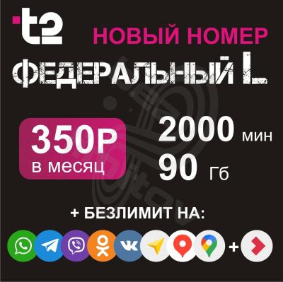 t2 350 руб/месяц, 90 ГБ + бесплатные мессенджеры (БК)