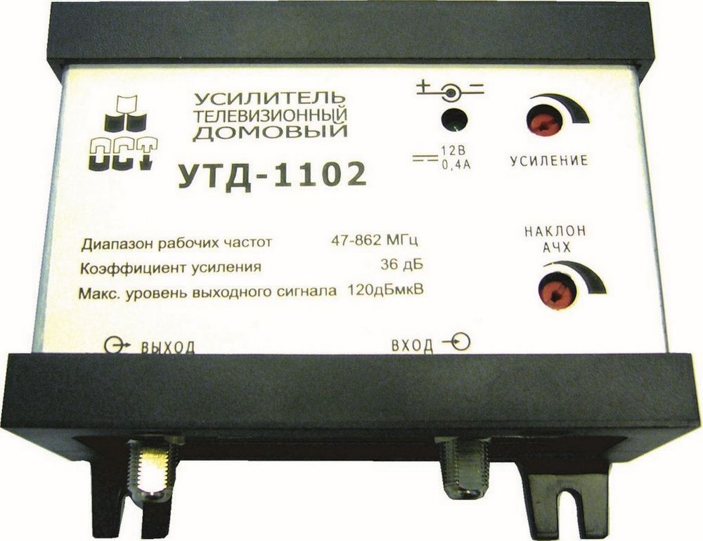 Детальное изображение товара "Усилитель телевизионный УТД-1102 с блоком питания" из каталога оборудования Антенна76