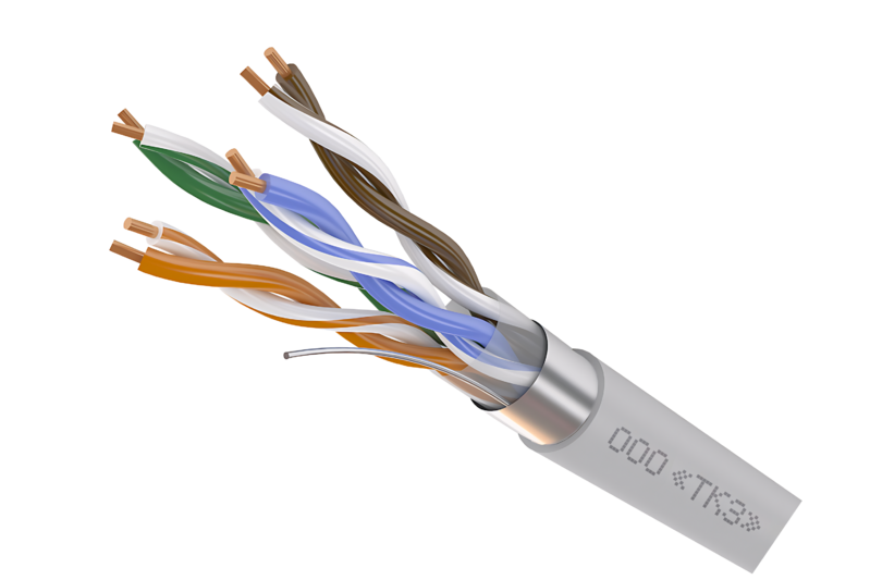 Детальное изображение товара "Витая пара комнатная Фариаль F/UTP Cat 5e ZH нг(A)-HF 4х2х0,52 серый" из каталога оборудования Антенна76