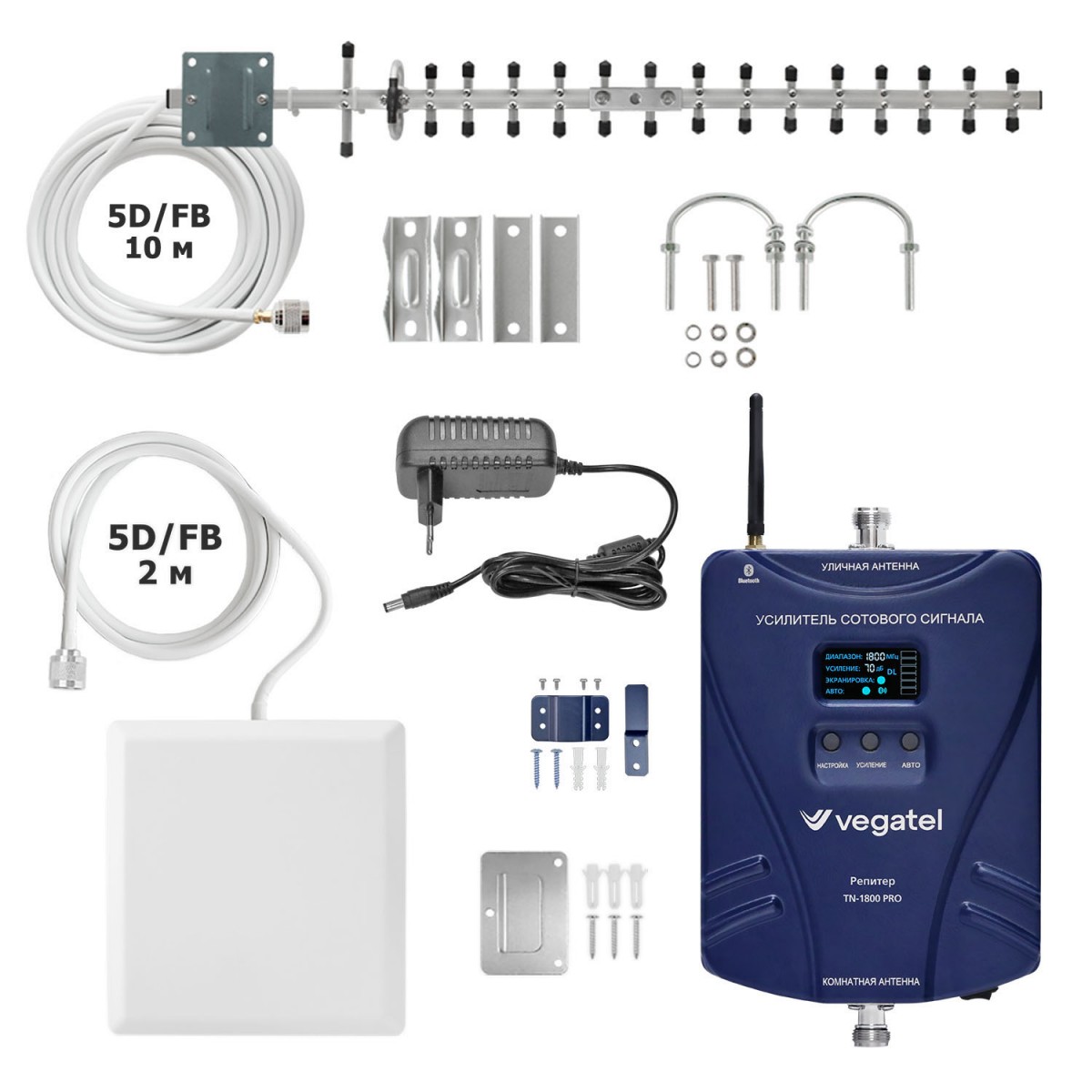 Детальное изображение товара "Комплект усиления сотовой связи Vegatel TN-1800 PRO (14Y)" из каталога оборудования Антенна76