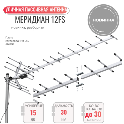 ТВ антенна Locus Меридиан-12 FS пассивная уличная (укороченная)